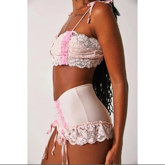 NWT Free People X HAH Netter Late Than Never Set In Pink Lace - Picture 3 of 4